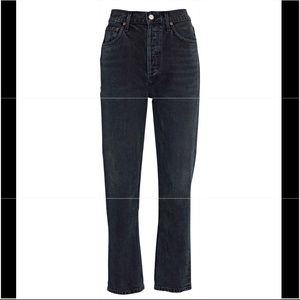 Agolde Riley High Rise Cropped Jean Black size 25